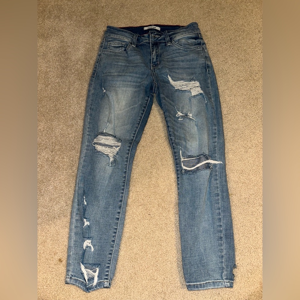 Distressed Blue Jeans